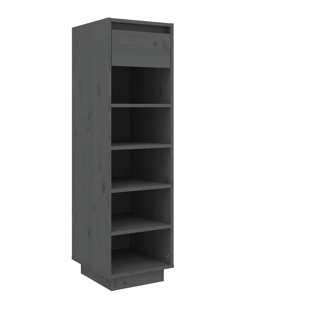 vidaXL Shoe Cabinet | Grey | Solid Pinewood | Medium | Shoe Cabinet 2