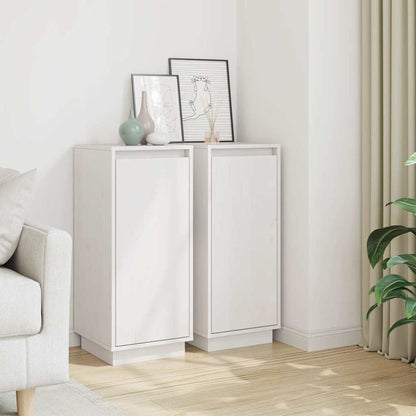 vidaXL Sideboard | Set of 2 | White | Solid pinewood | 31.5x34x75 cm | Sideboard 1