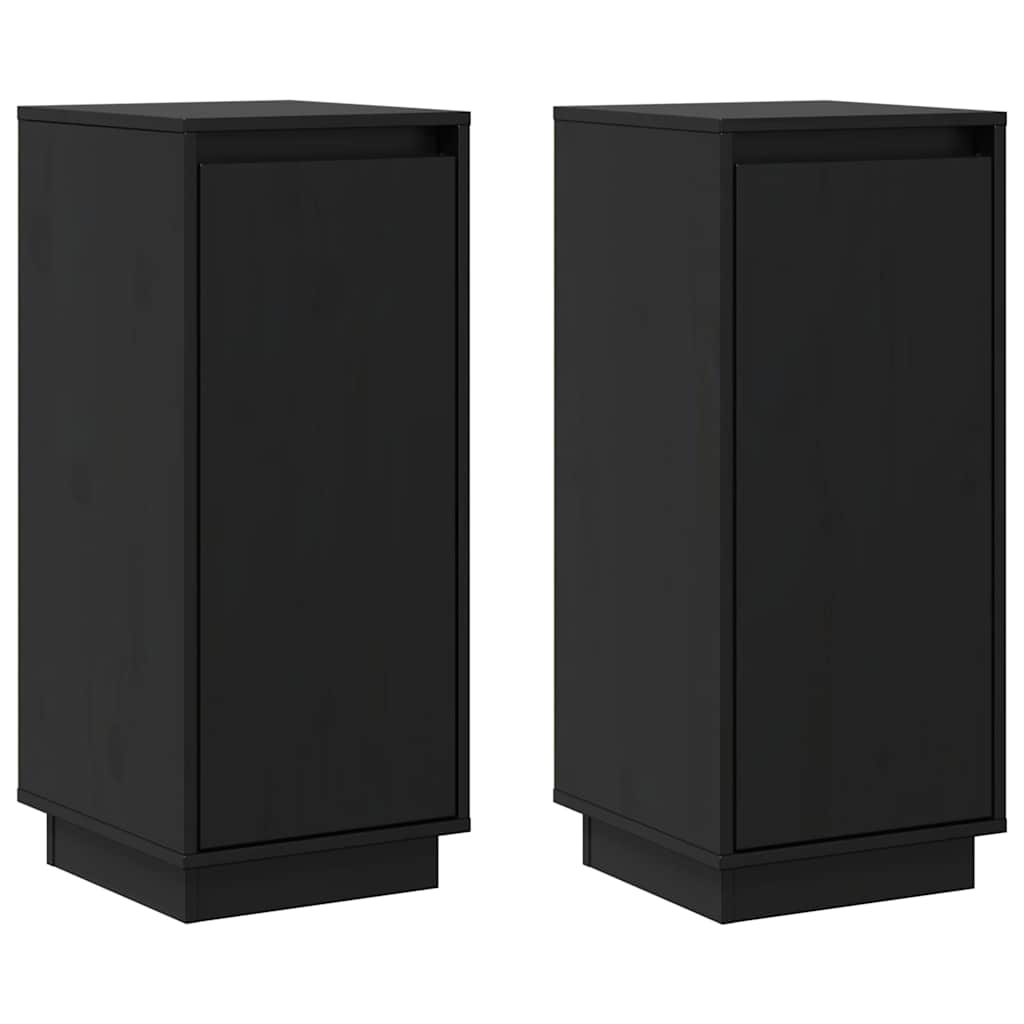 vidaXL Sideboards 2 pcs Black 31.5x34x75 cm Solid Wood Pine 2