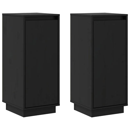 vidaXL Sideboards 2 pcs Black 31.5x34x75 cm Solid Wood Pine 2
