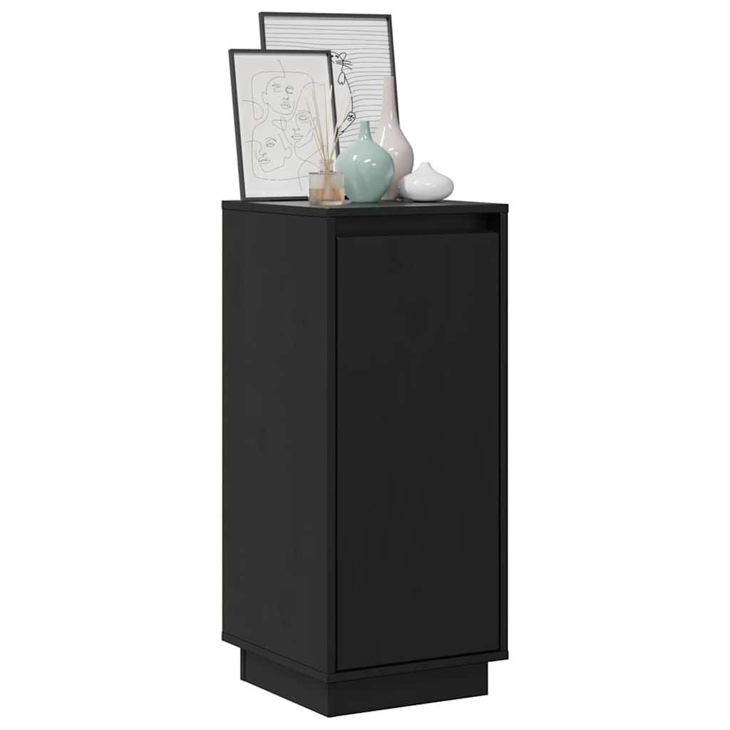vidaXL Sideboards 2 pcs Black 31.5x34x75 cm Solid Wood Pine 4