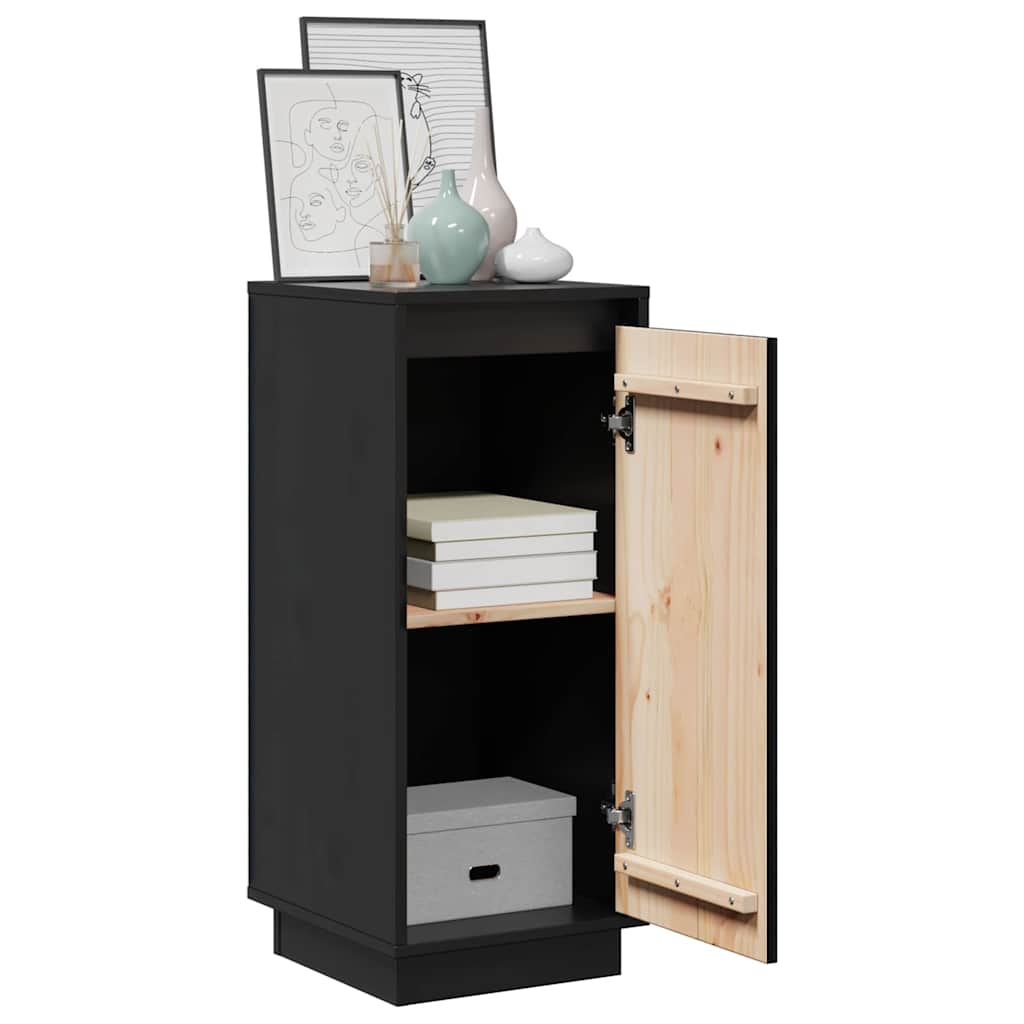vidaXL Sideboards 2 pcs Black 31.5x34x75 cm Solid Wood Pine 5