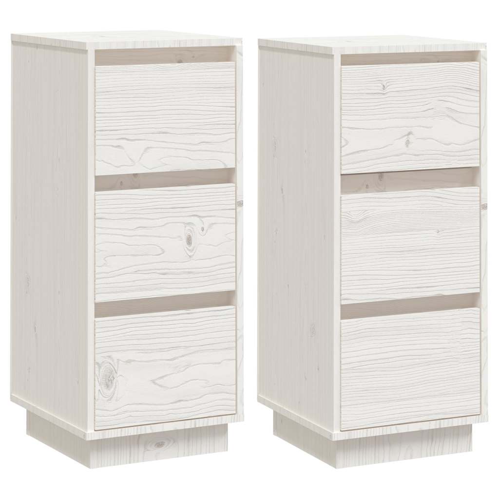 vidaXL Sideboards 2 pcs White 32x34x75 cm Solid Wood Pine 2