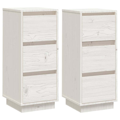 vidaXL Sideboards 2 pcs White 32x34x75 cm Solid Wood Pine 2