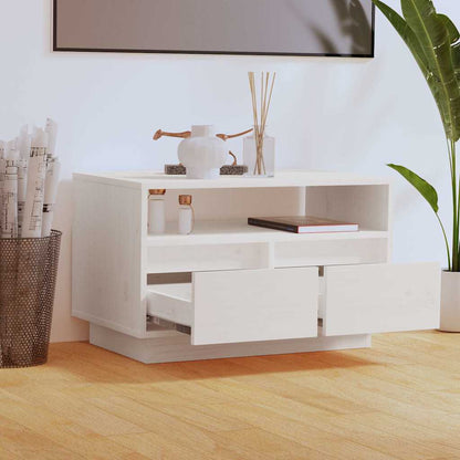 vidaXL TV Cabinet | White | Solid Pine Wood | 60 cm x 35 cm x 37 cm | TV Cabinet 3