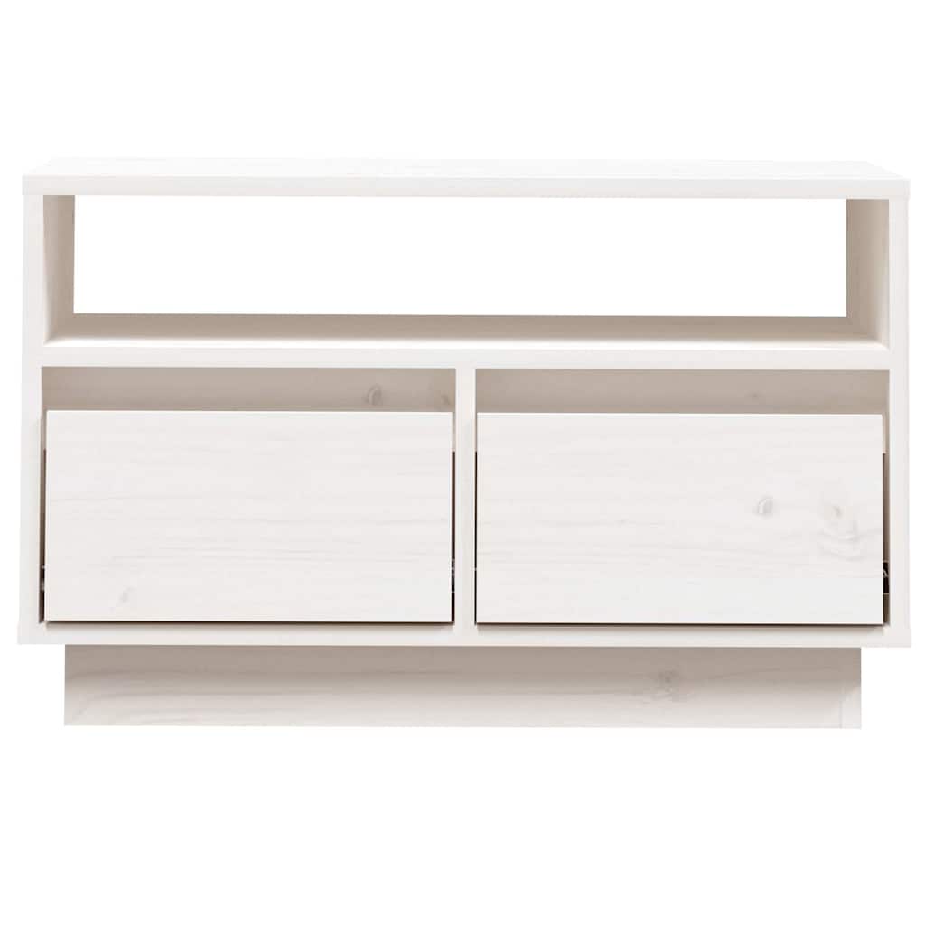 vidaXL TV Cabinet | White | Solid Pine Wood | 60 cm x 35 cm x 37 cm | TV Cabinet 5