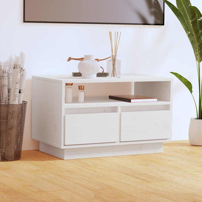 vidaXL TV Cabinet | White | Solid Pine Wood | 60 cm x 35 cm x 37 cm | TV Cabinet 1