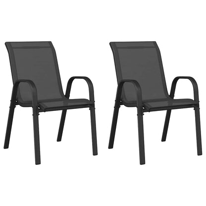 vidaXL Stackable Garden Chairs 2 pcs Black Textilene Fabric 2