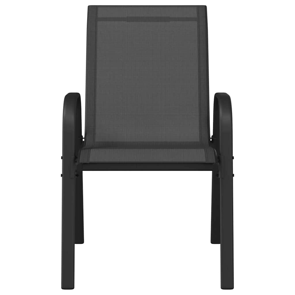 vidaXL Stackable Garden Chairs 2 pcs Black Textilene Fabric 4
