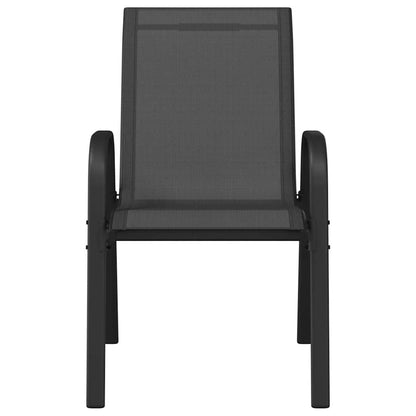 vidaXL Stackable Garden Chairs 2 pcs Black Textilene Fabric 4