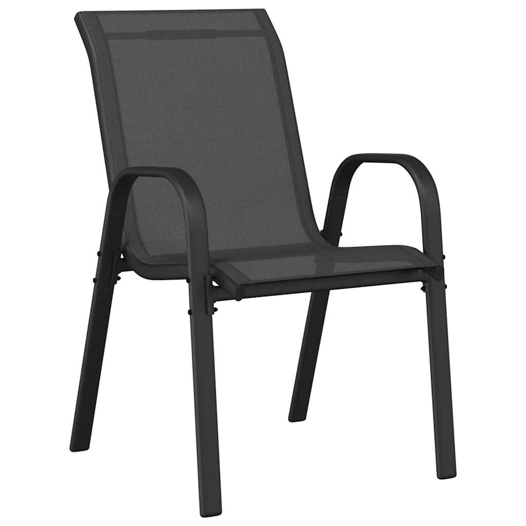 vidaXL Stackable Garden Chairs 2 pcs Black Textilene Fabric 5