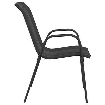 vidaXL Stackable Garden Chairs 2 pcs Black Textilene Fabric 6