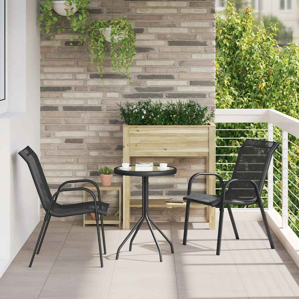 vidaXL Stackable Garden Chairs 2 pcs Black Textilene Fabric 1