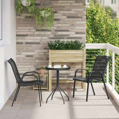 vidaXL Stackable Garden Chairs 2 pcs Black Textilene Fabric 1
