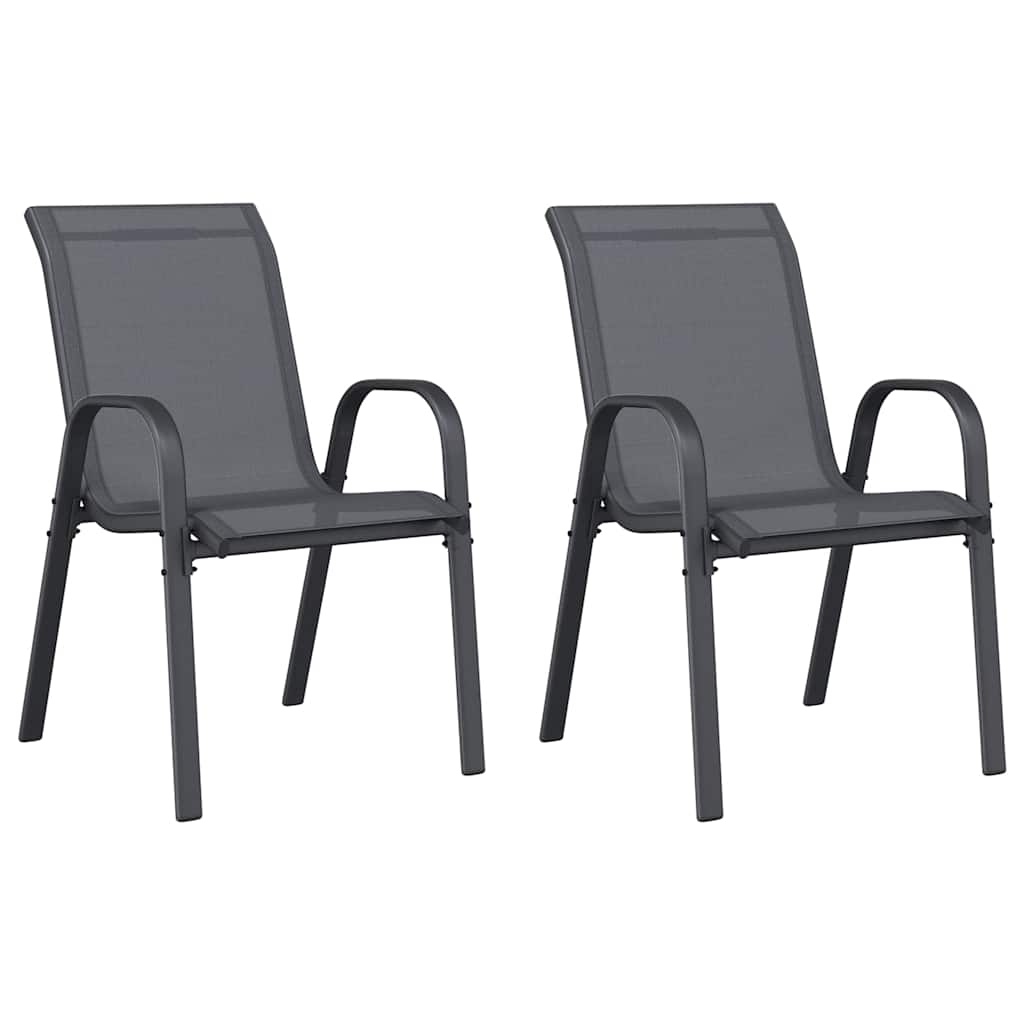 vidaXL Stackable Garden Chairs 2 pcs Grey Textilene Fabric 2
