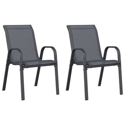 vidaXL Stackable Garden Chairs 2 pcs Grey Textilene Fabric 2