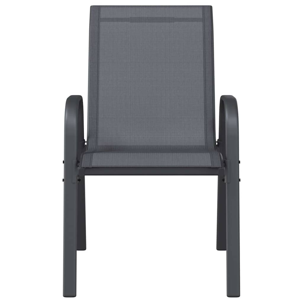 vidaXL Stackable Garden Chairs 2 pcs Grey Textilene Fabric 4