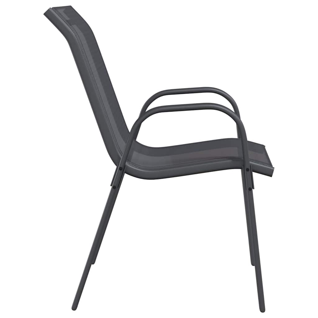 vidaXL Stackable Garden Chairs 2 pcs Grey Textilene Fabric 6