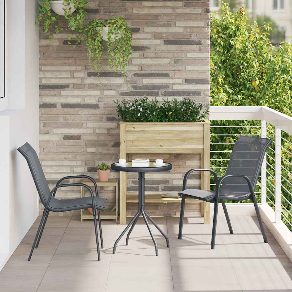 vidaXL Stackable Garden Chairs 2 pcs Grey Textilene Fabric 1
