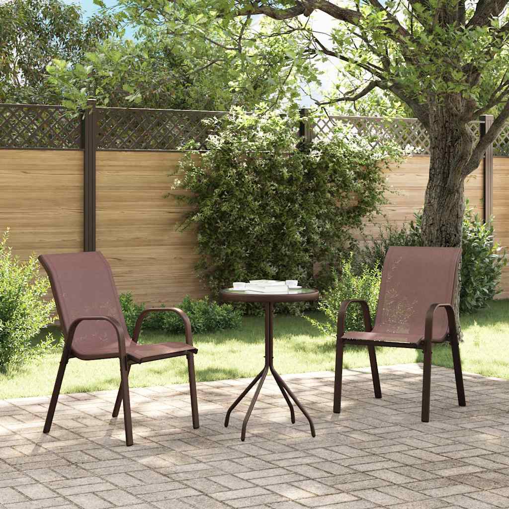 vidaXL Stackable Garden Chairs 2 pcs Brown Textilene Fabric 3