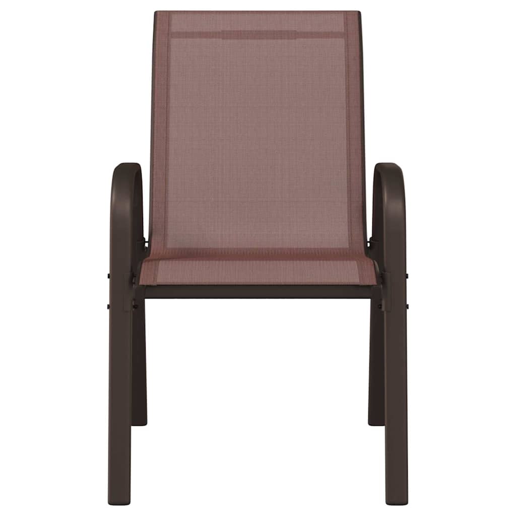 vidaXL Stackable Garden Chairs 2 pcs Brown Textilene Fabric 4