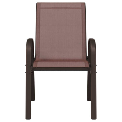 vidaXL Stackable Garden Chairs 2 pcs Brown Textilene Fabric 4