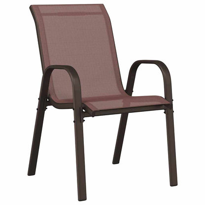 vidaXL Stackable Garden Chairs 2 pcs Brown Textilene Fabric 5