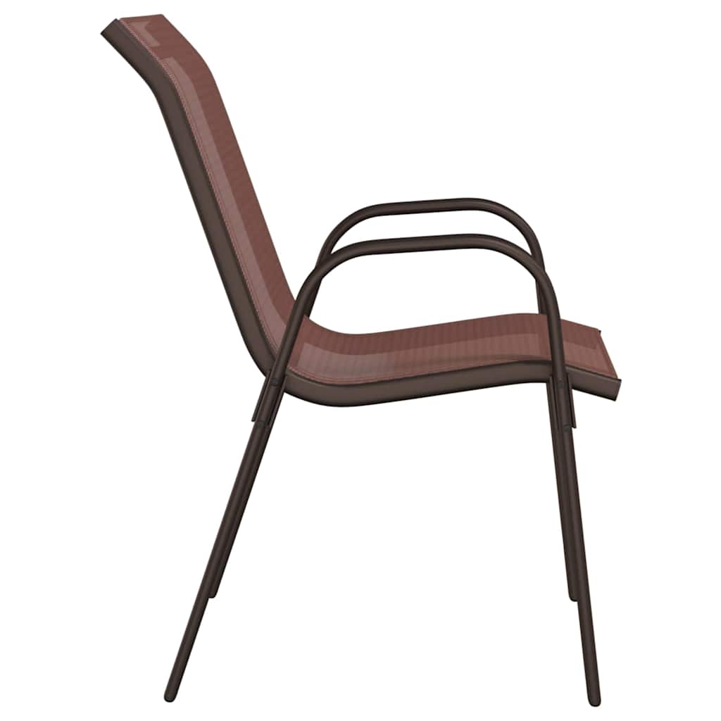vidaXL Stackable Garden Chairs 2 pcs Brown Textilene Fabric 6