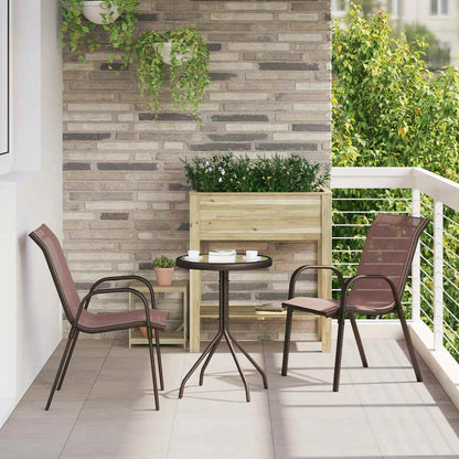 vidaXL Stackable Garden Chairs 2 pcs Brown Textilene Fabric 1