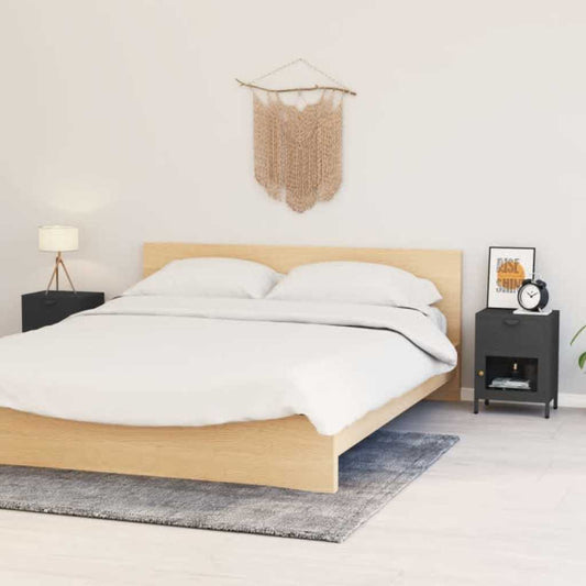 Nightstand 40x30x54,5 cm Steel and Glass Anthracite 2