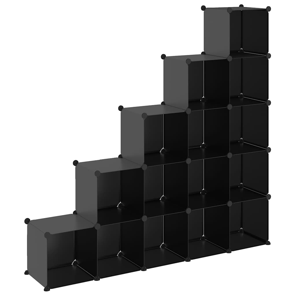vidaXL Storage Cube Organiser with 15 Cubes Black PP 2