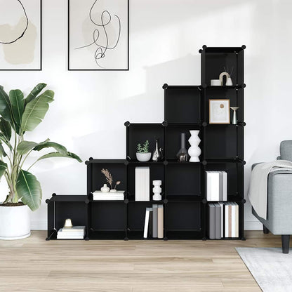 vidaXL Storage Cube Organiser with 15 Cubes Black PP 3