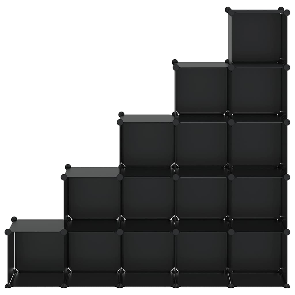 vidaXL Storage Cube Organiser with 15 Cubes Black PP 5