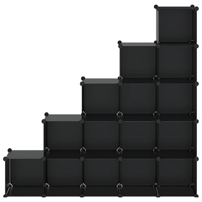 vidaXL Storage Cube Organiser with 15 Cubes Black PP 5