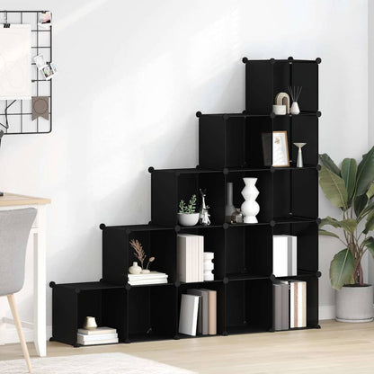 vidaXL Storage Cube Organiser with 15 Cubes Black PP 1