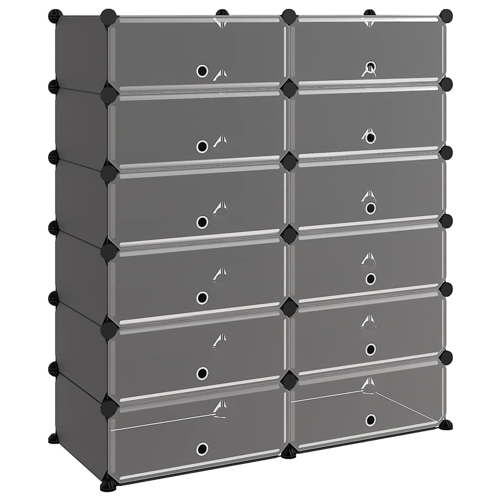 vidaXL Shoe Rack Black 94.5x36.5x106 cm PP 2