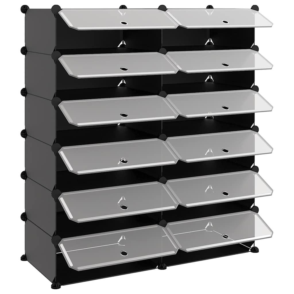 vidaXL Shoe Rack Black 94.5x36.5x106 cm PP 6