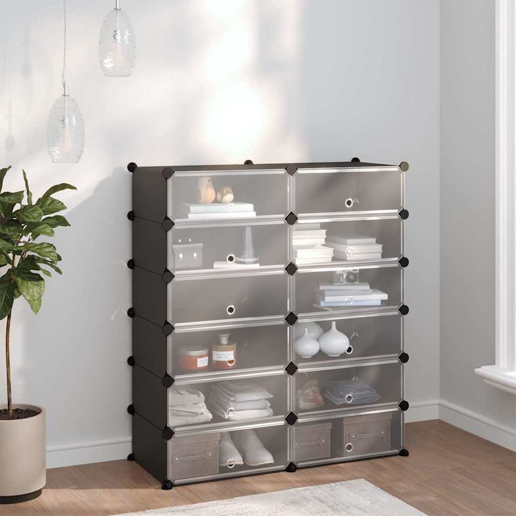 vidaXL Shoe Rack Black 94.5x36.5x106 cm PP 1