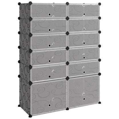 vidaXL Shoe Rack | Black | PP (Polypropylene), Steel | 94 x 37 x 125 cm 2