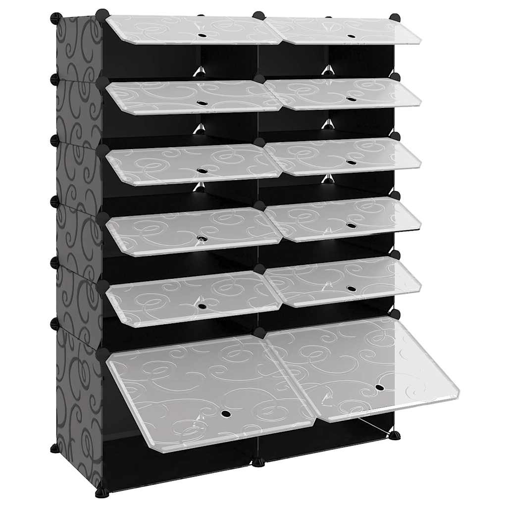 vidaXL Shoe Rack | Black | PP (Polypropylene), Steel | 94 x 37 x 125 cm 6