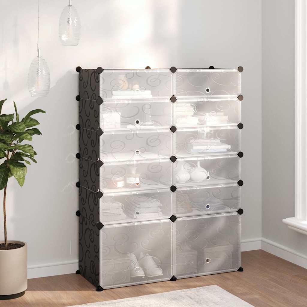 vidaXL Shoe Rack | Black | PP (Polypropylene), Steel | 94 x 37 x 125 cm 1