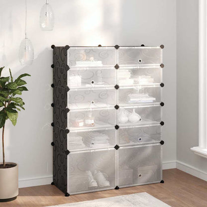 vidaXL Shoe Rack | Black | PP (Polypropylene), Steel | 94 x 37 x 125 cm 1