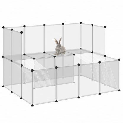 vidaXL Animal Cage | Transparent, White | PP plastic, Steel | Large 6