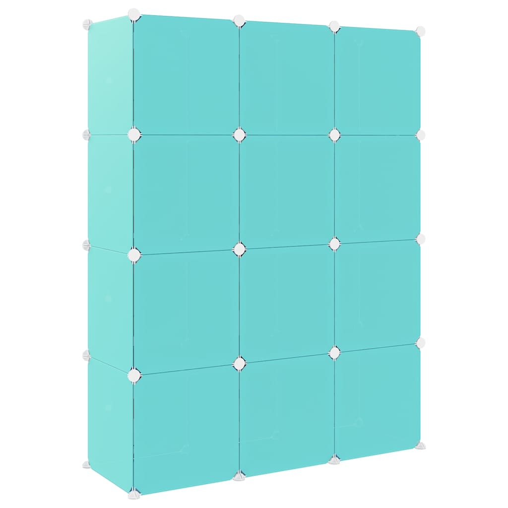 vidaXL Storage Cabinet | Green | Polypropylene (PP) and Steel | Large 12-cube 5