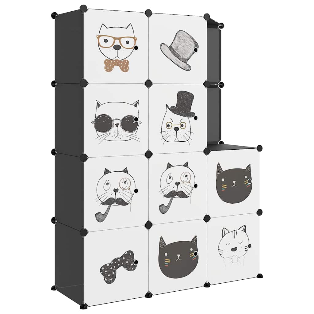 vidaXL Cube Storage Cabinet for Kids with 10 Cubes Black PP 2