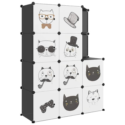 vidaXL Cube Storage Cabinet for Kids with 10 Cubes Black PP 2