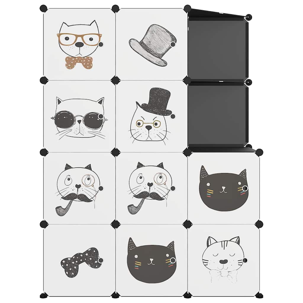 vidaXL Cube Storage Cabinet for Kids with 10 Cubes Black PP 3