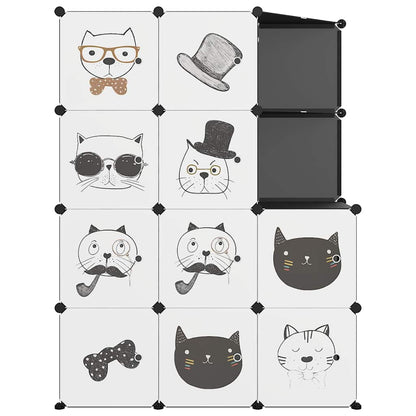 vidaXL Cube Storage Cabinet for Kids with 10 Cubes Black PP 3