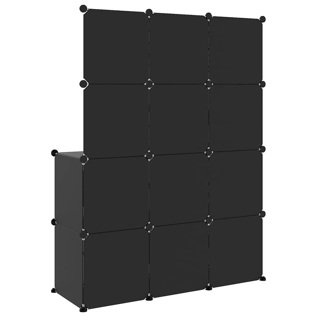 vidaXL Cube Storage Cabinet for Kids with 10 Cubes Black PP 5