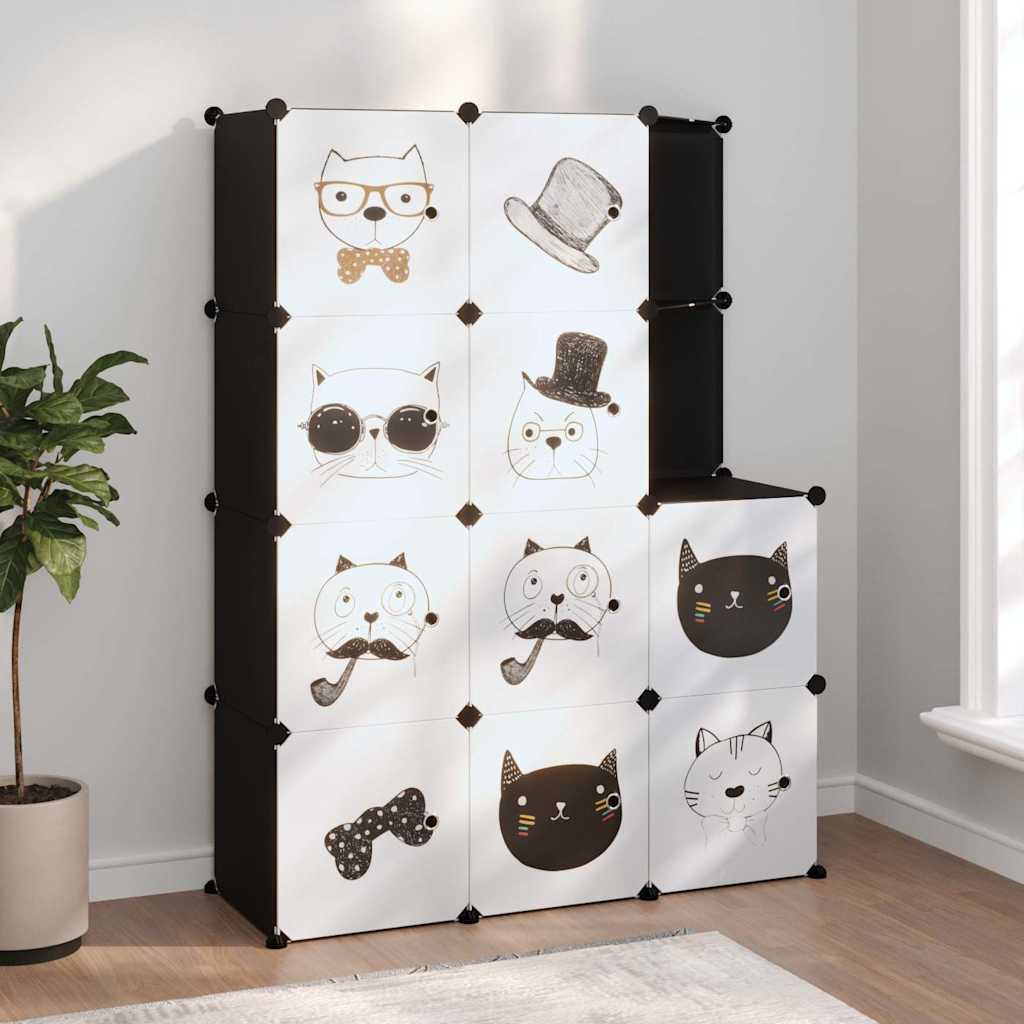 vidaXL Cube Storage Cabinet for Kids with 10 Cubes Black PP 1